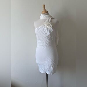 Zara White Rosette Mini Dress